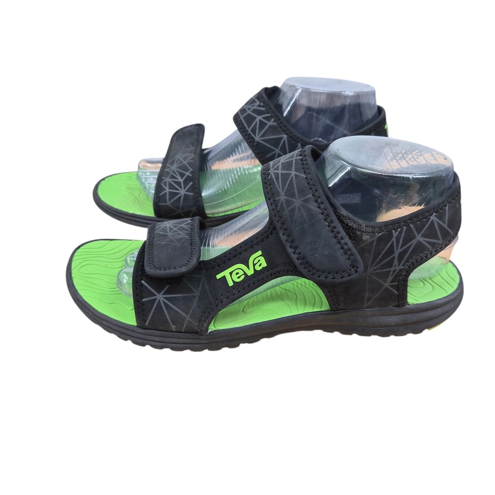 Teva Tidepool J7 Kids Sport Sandals Black Lime Green Geometric 110278J